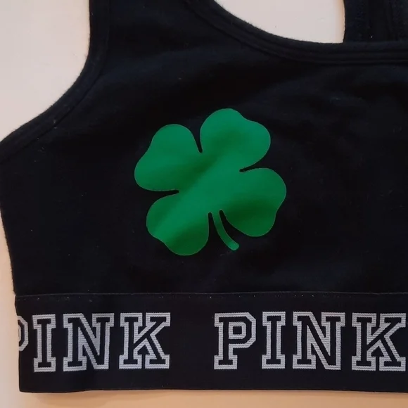 Victoria's Secret Pink St Patricks Day shamrock sports bra extra small - Picture 4 of 9